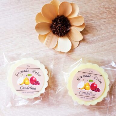 Fondants naturels à la cire de colza et aux huiles de Grasse au parfum grenade poire